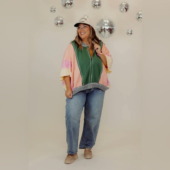 ▫️NEW! Bibi JADE MULTI RAW EDGE VINTAGE WASHED BOMBER JACKET - Picture 5 of 13